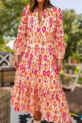Aapparella - Geometric Pattern Tiered Maxi Dress | S-XL