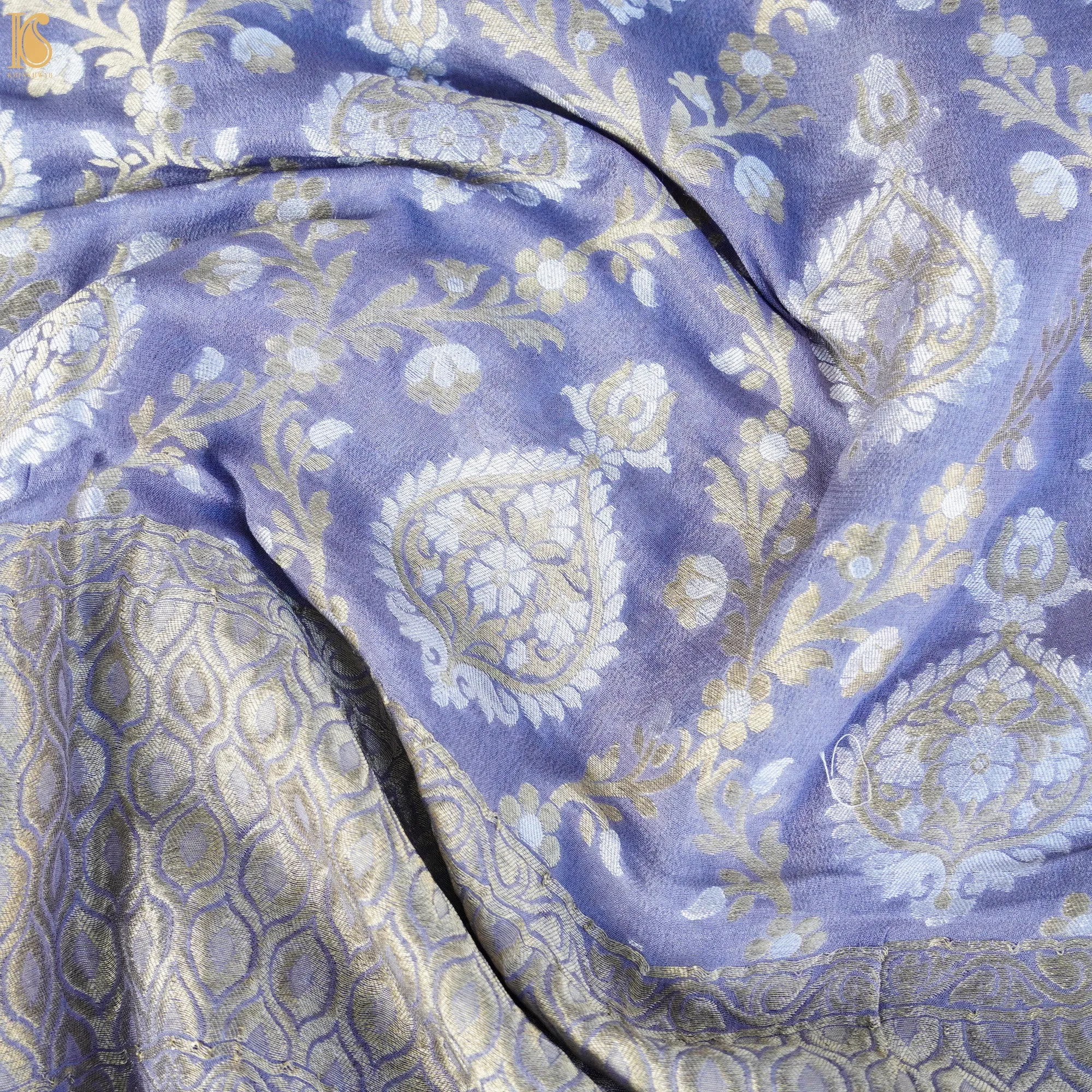 Blue Bell Pure Georgette Banarasi Fabric with Border
