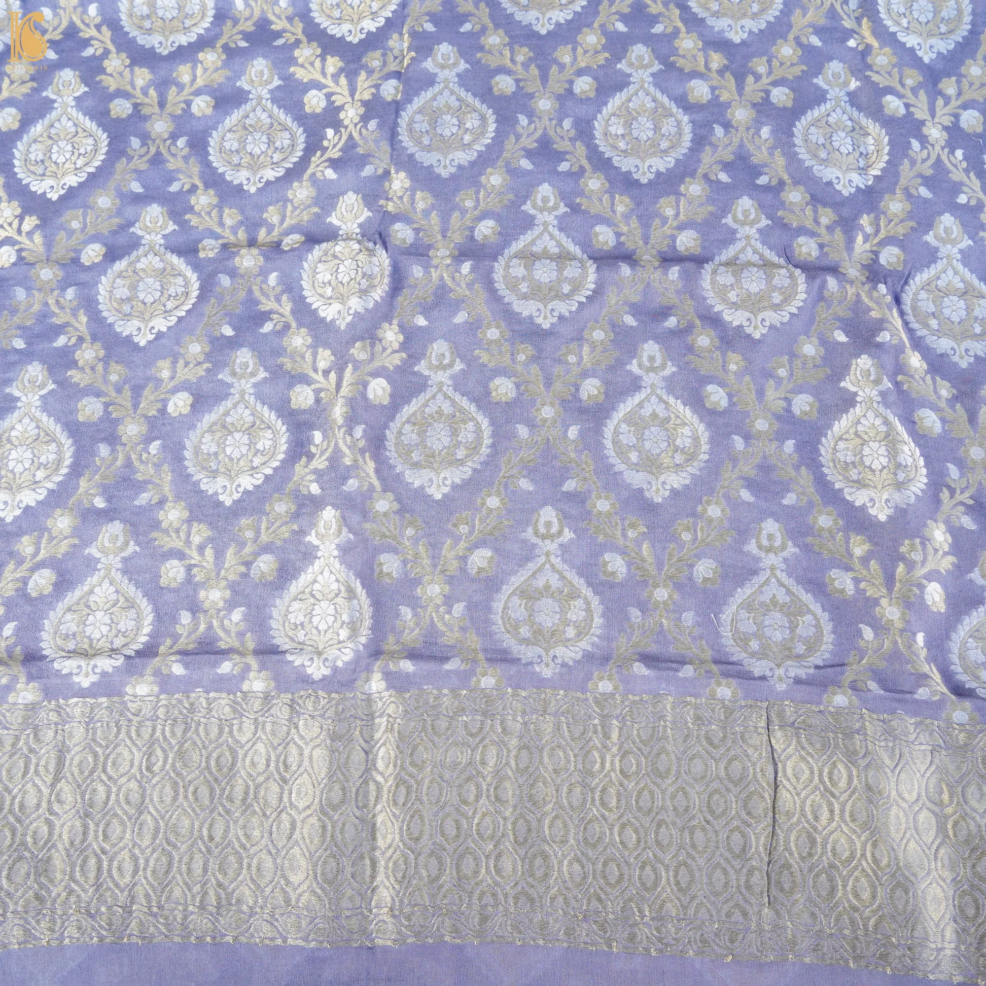 Blue Bell Pure Georgette Banarasi Fabric with Border