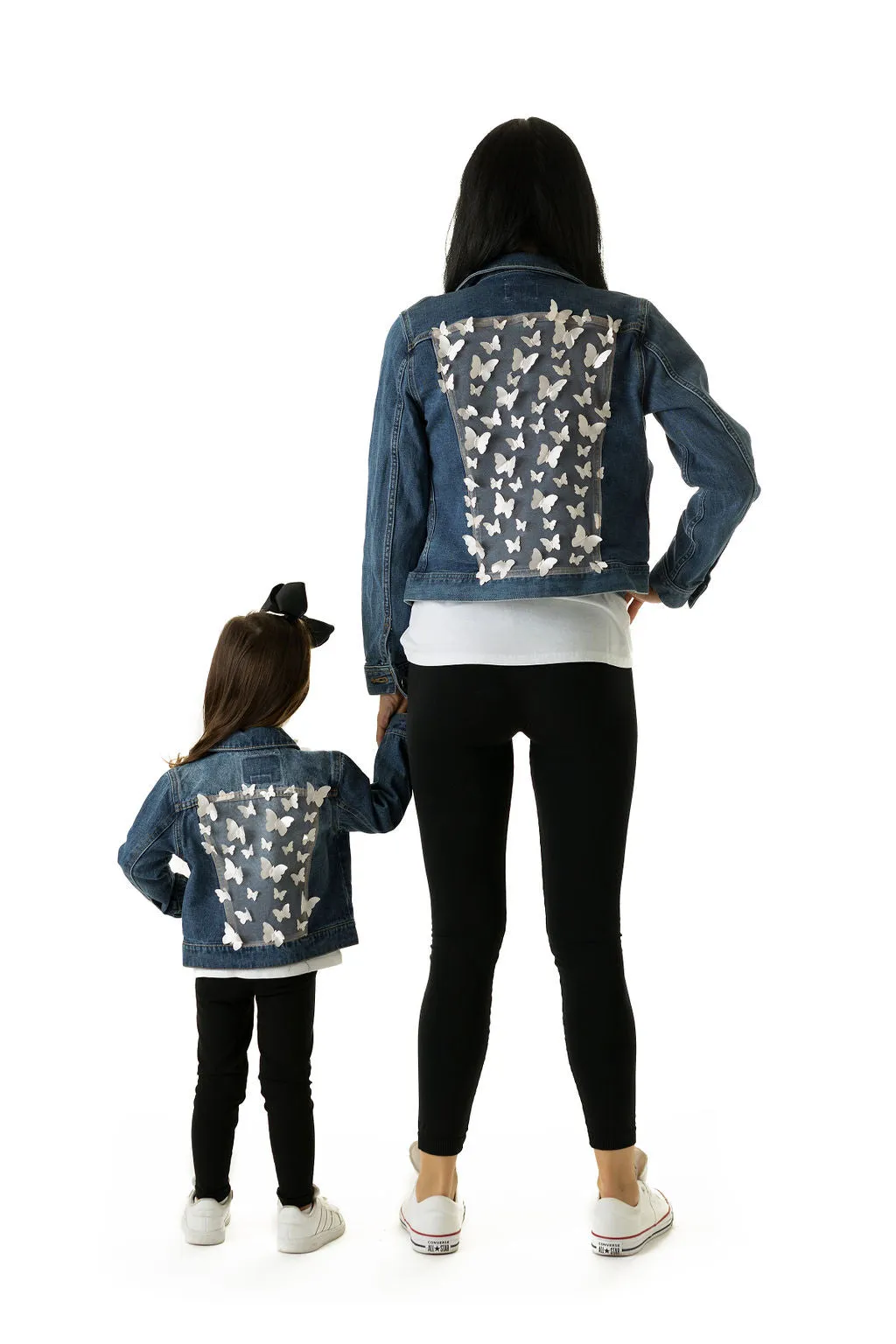 Butterfly Kisses Upcycled Denim Jacket - Adult