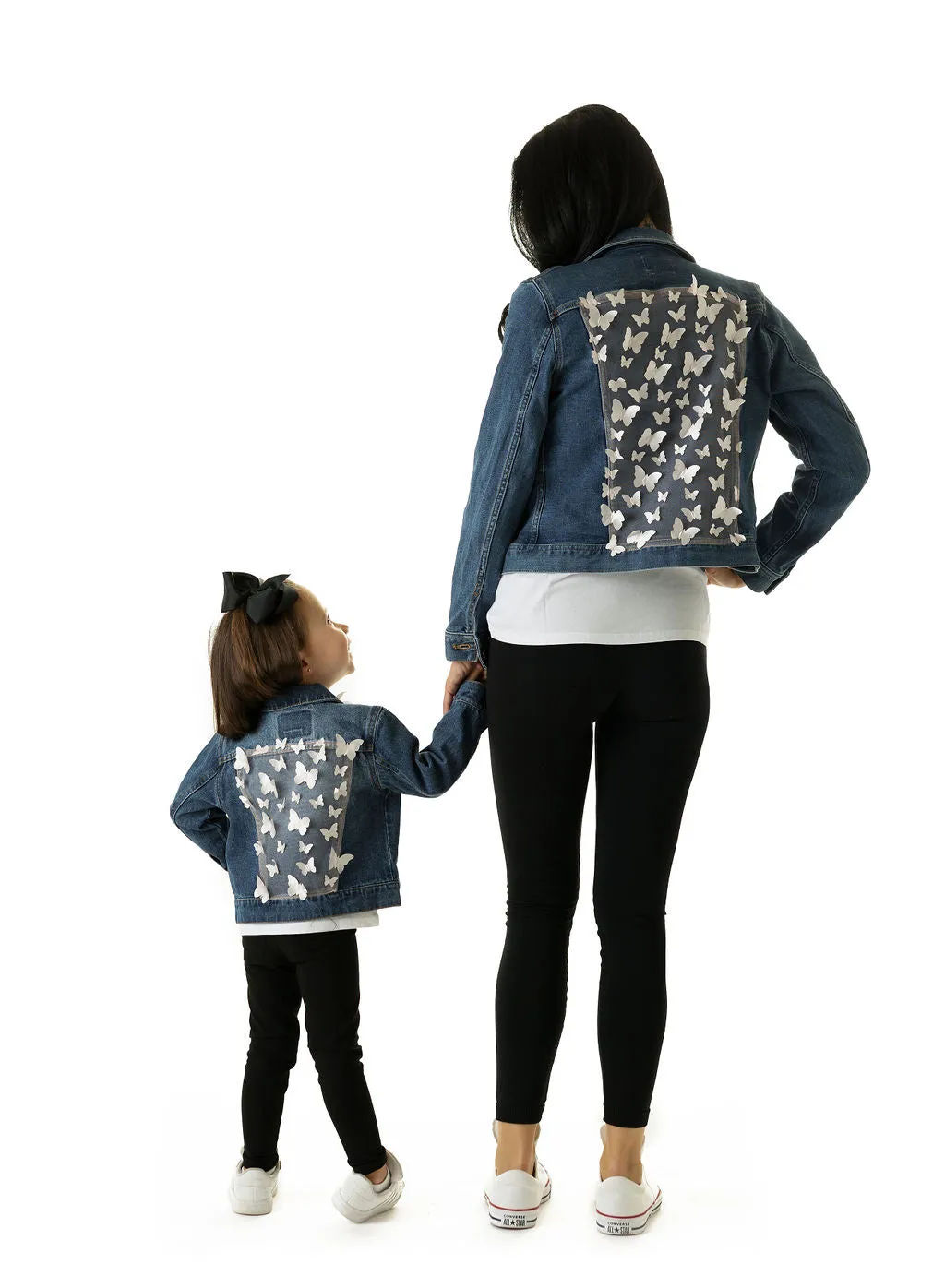 Butterfly Kisses Upcycled Denim Jacket - Adult