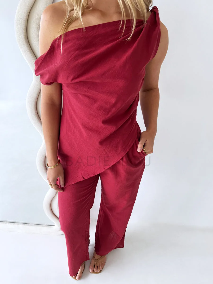 By Frankie / Sienna Pant Set - Burgundy
