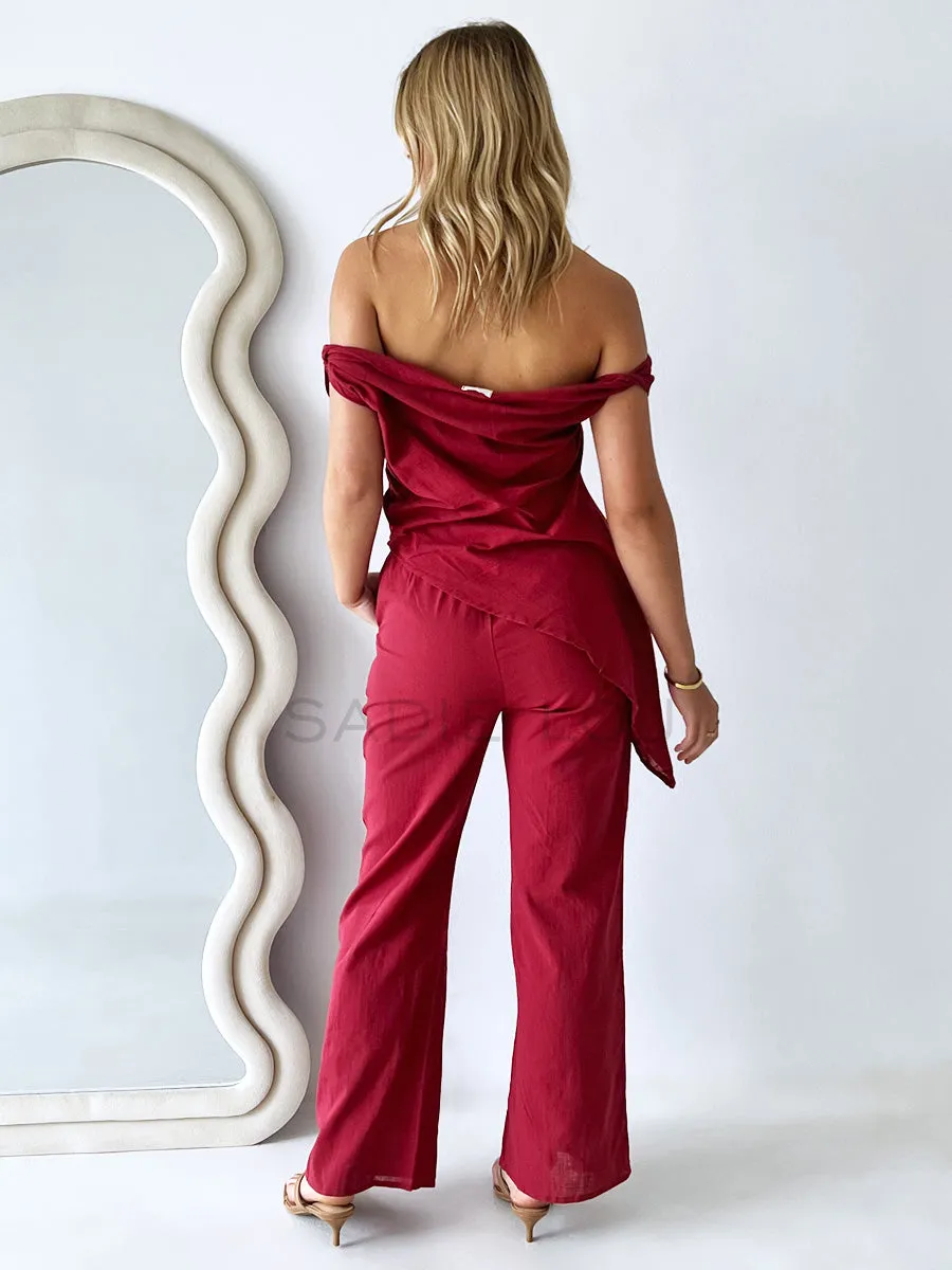 By Frankie / Sienna Pant Set - Burgundy