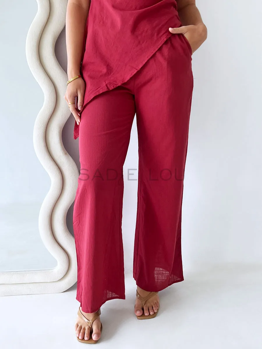 By Frankie / Sienna Pant Set - Burgundy