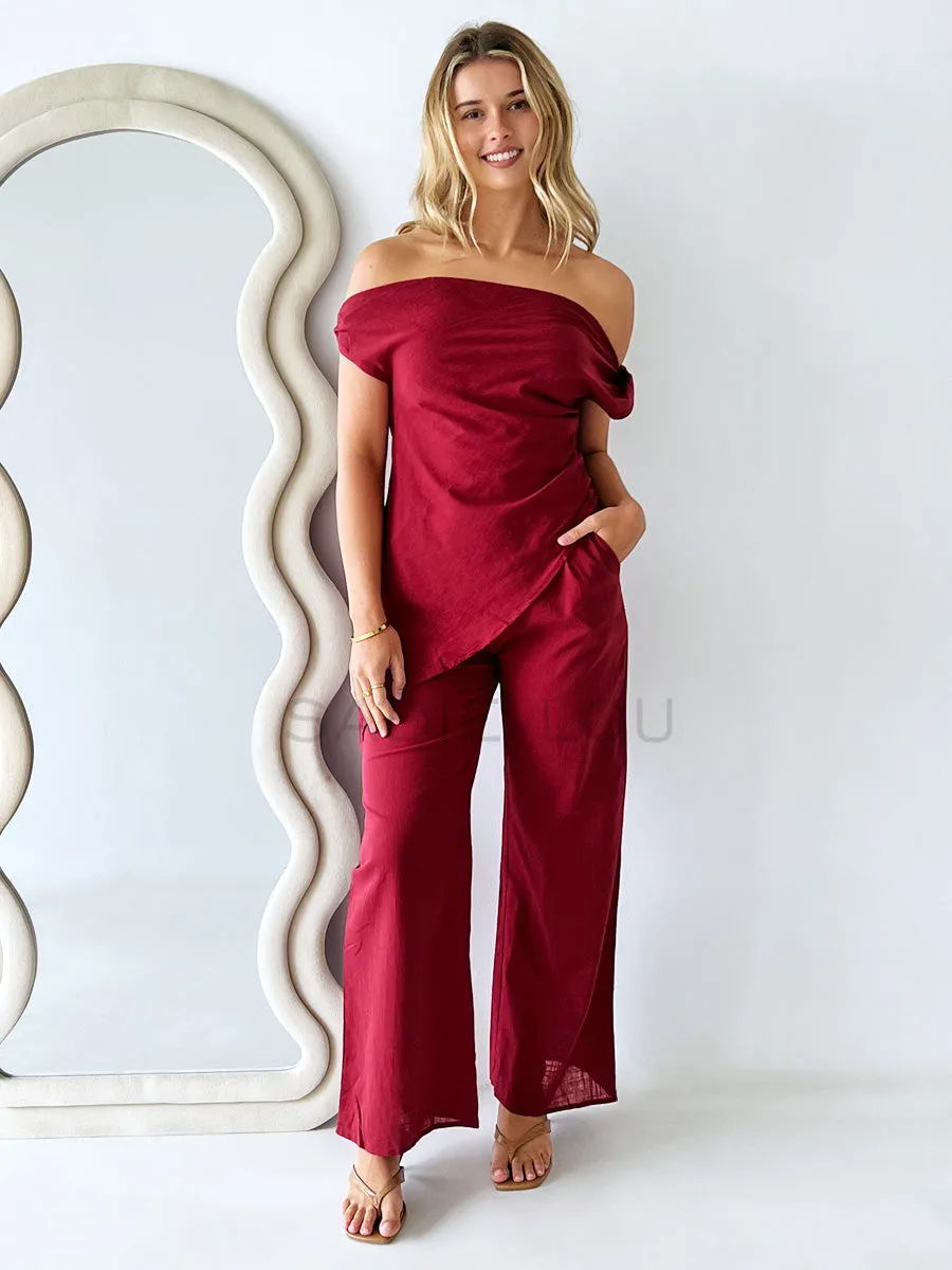 By Frankie / Sienna Pant Set - Burgundy