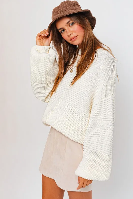 Classic Cozy Ribbed Knitted Long Sleeve Top Sweater