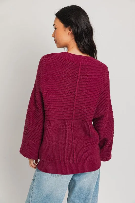 Classic Cozy Ribbed Knitted Long Sleeve Top Sweater