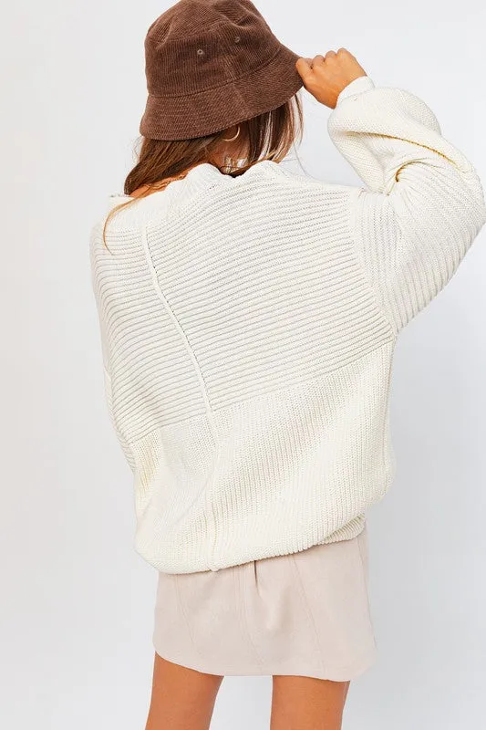 Classic Cozy Ribbed Knitted Long Sleeve Top Sweater
