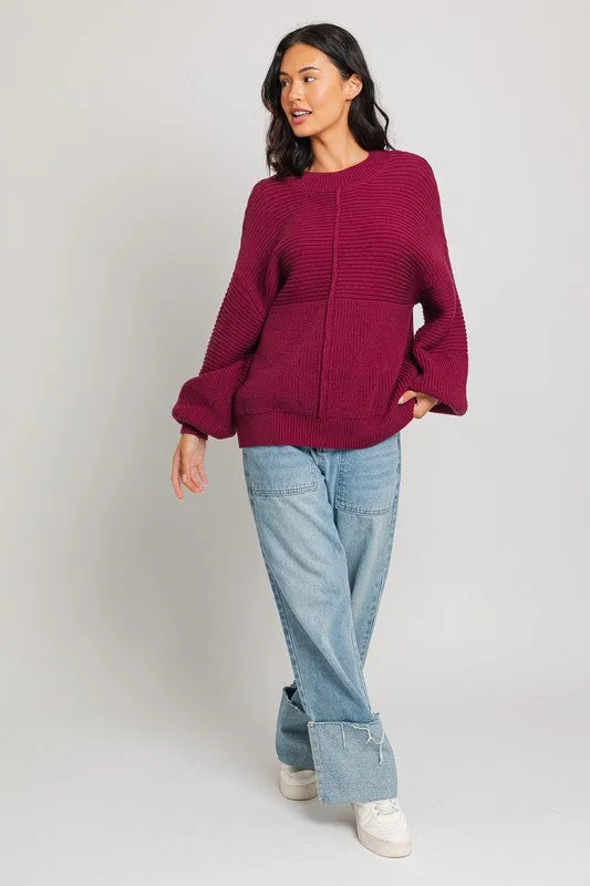 Classic Cozy Ribbed Knitted Long Sleeve Top Sweater