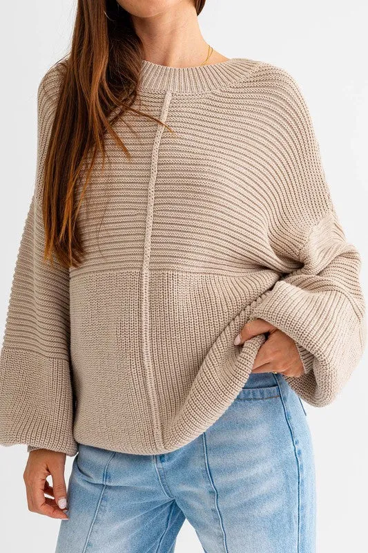 Classic Cozy Ribbed Knitted Long Sleeve Top Sweater