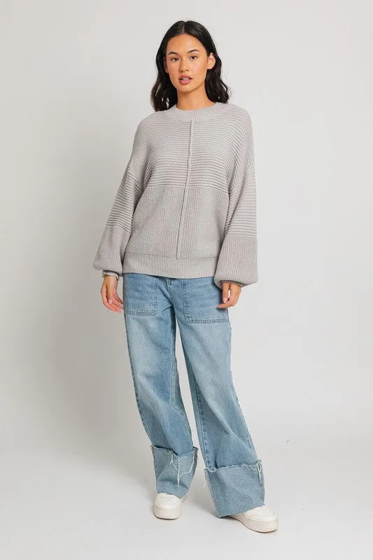 Classic Cozy Ribbed Knitted Long Sleeve Top Sweater