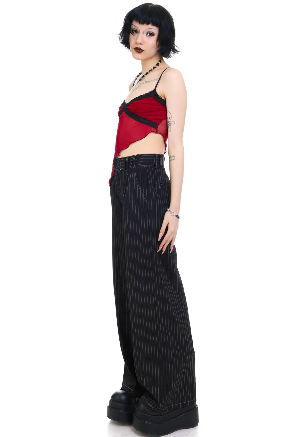Clerks Pinstripe Wide-Legged Pants