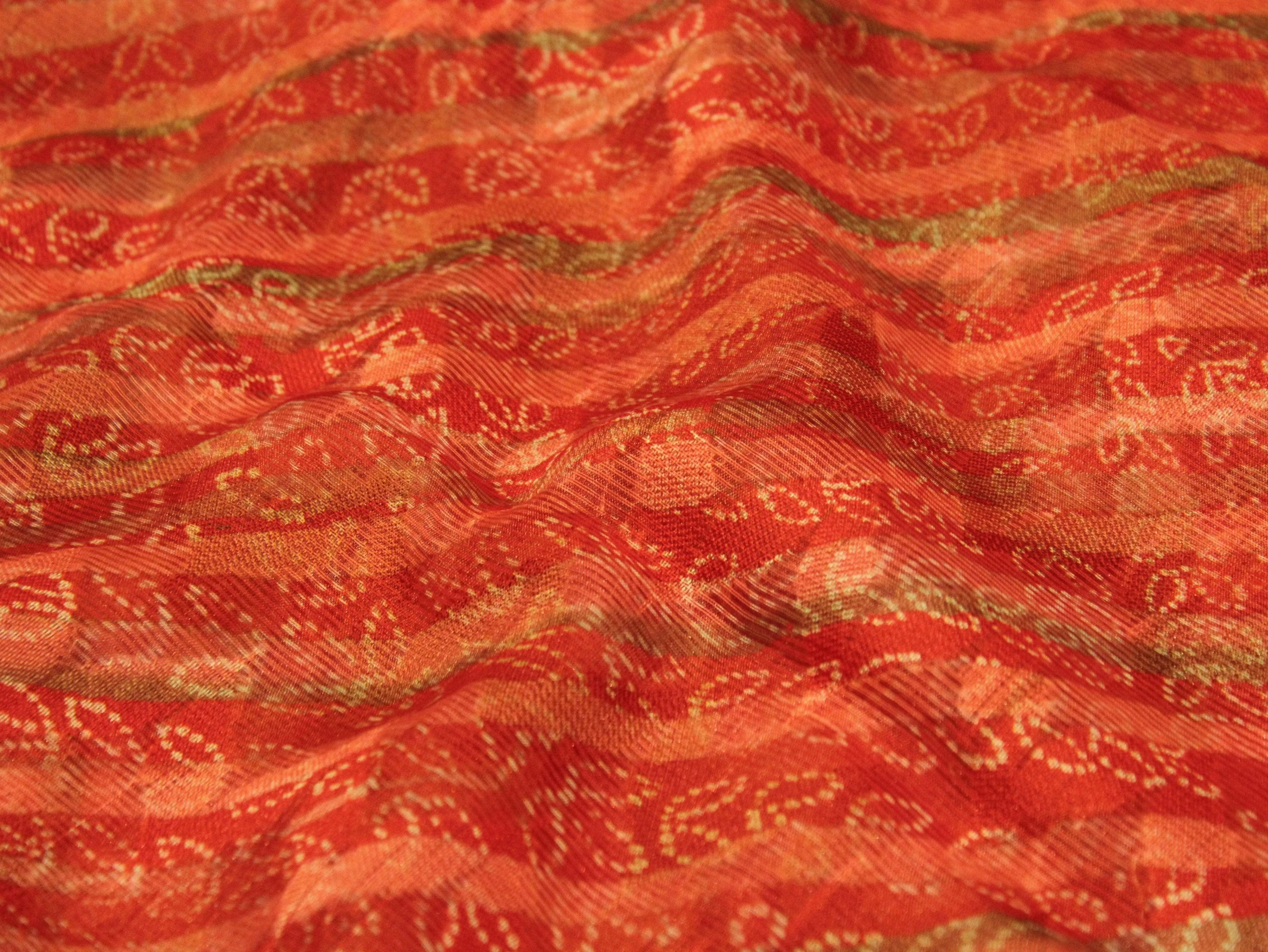 Digital Print Doria Silk Fabric - Orange