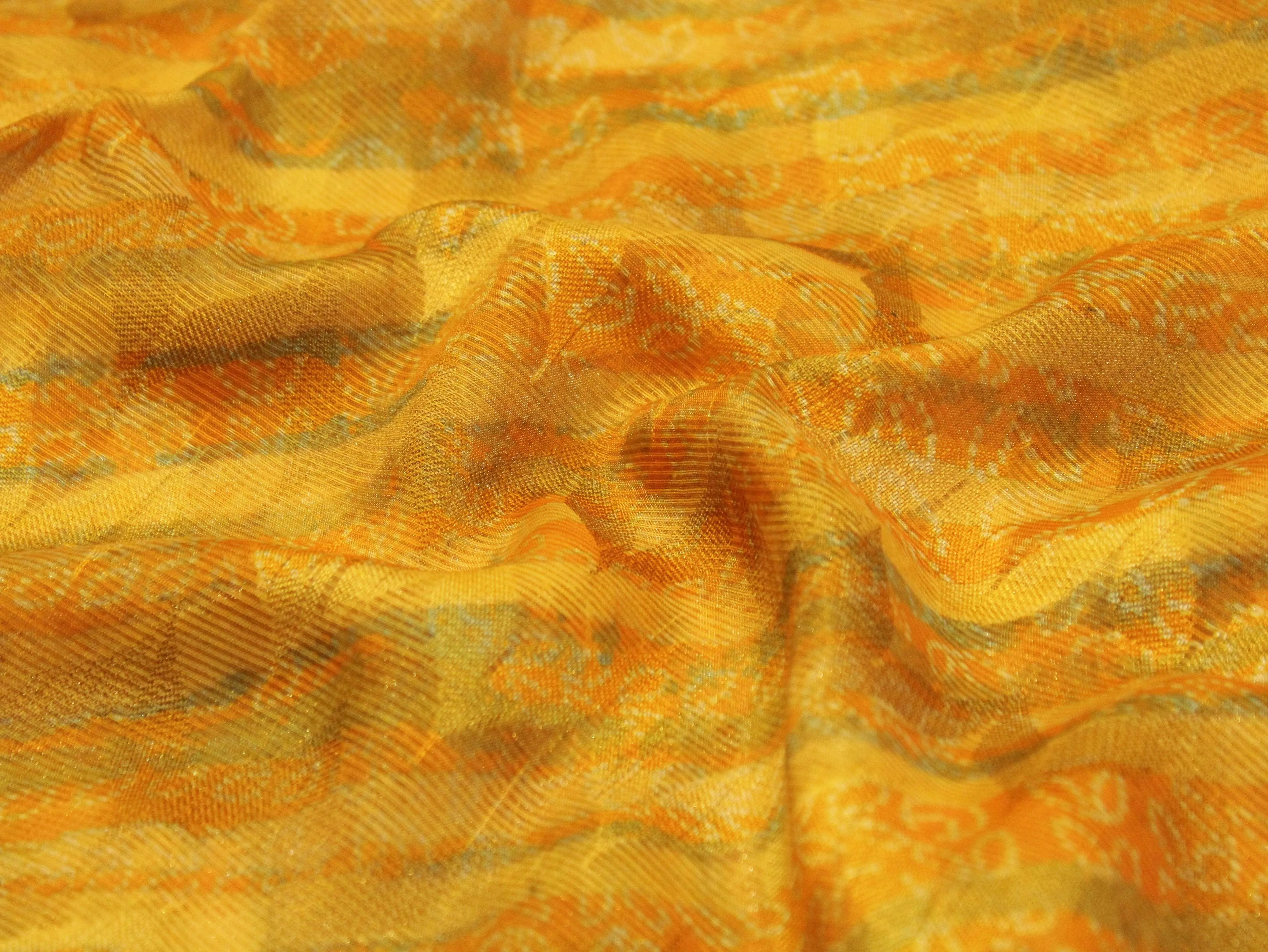 Digital Print Doria Silk Fabric - Yellow