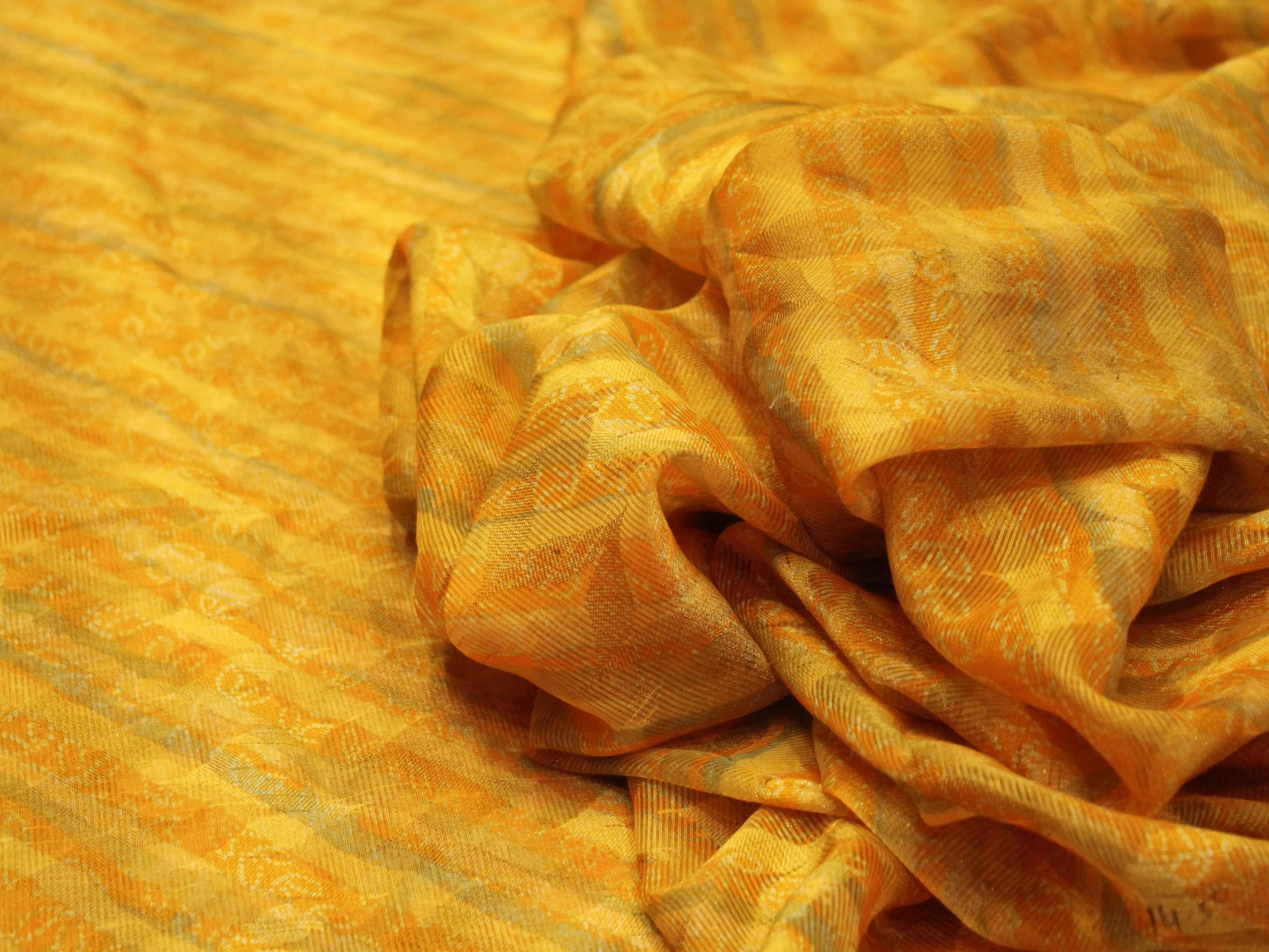 Digital Print Doria Silk Fabric - Yellow