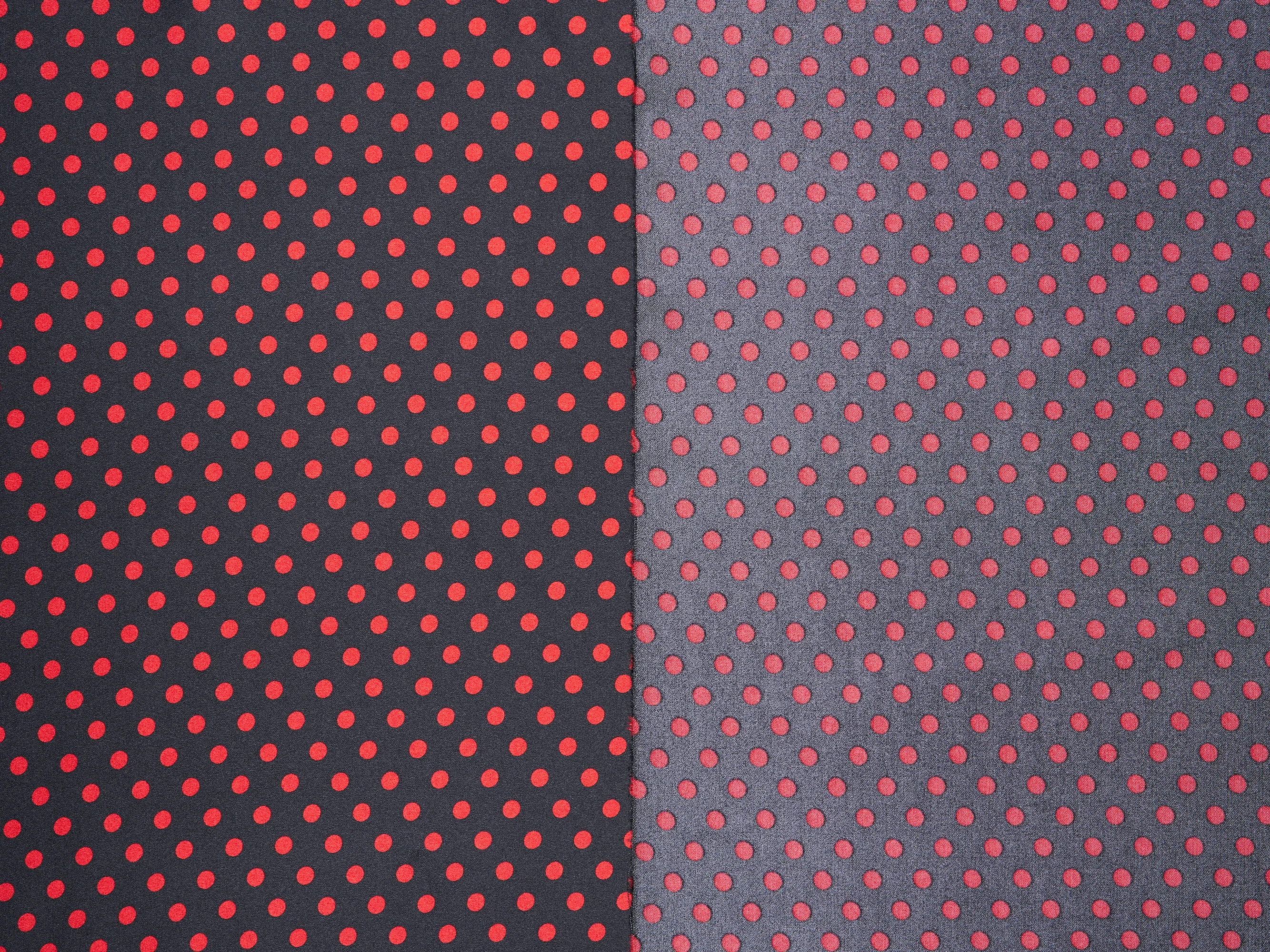 Faux silk charmeus satin fabric by the yard - Small polka dots