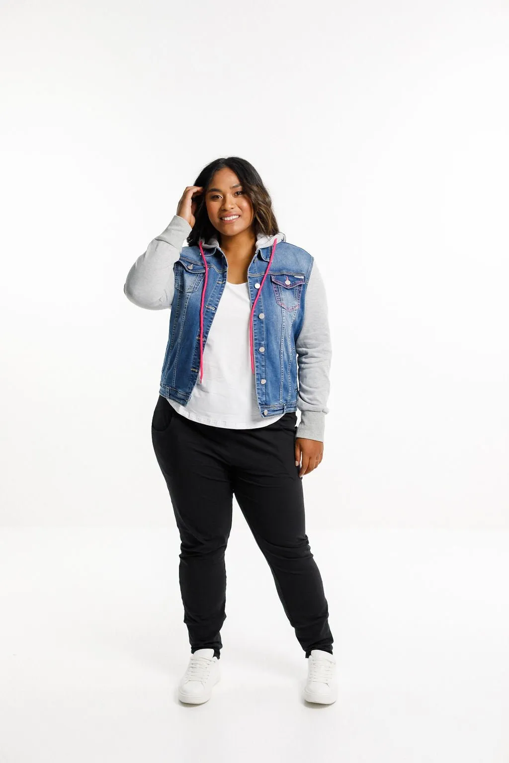 HOODED DENIM JACKET DENIM