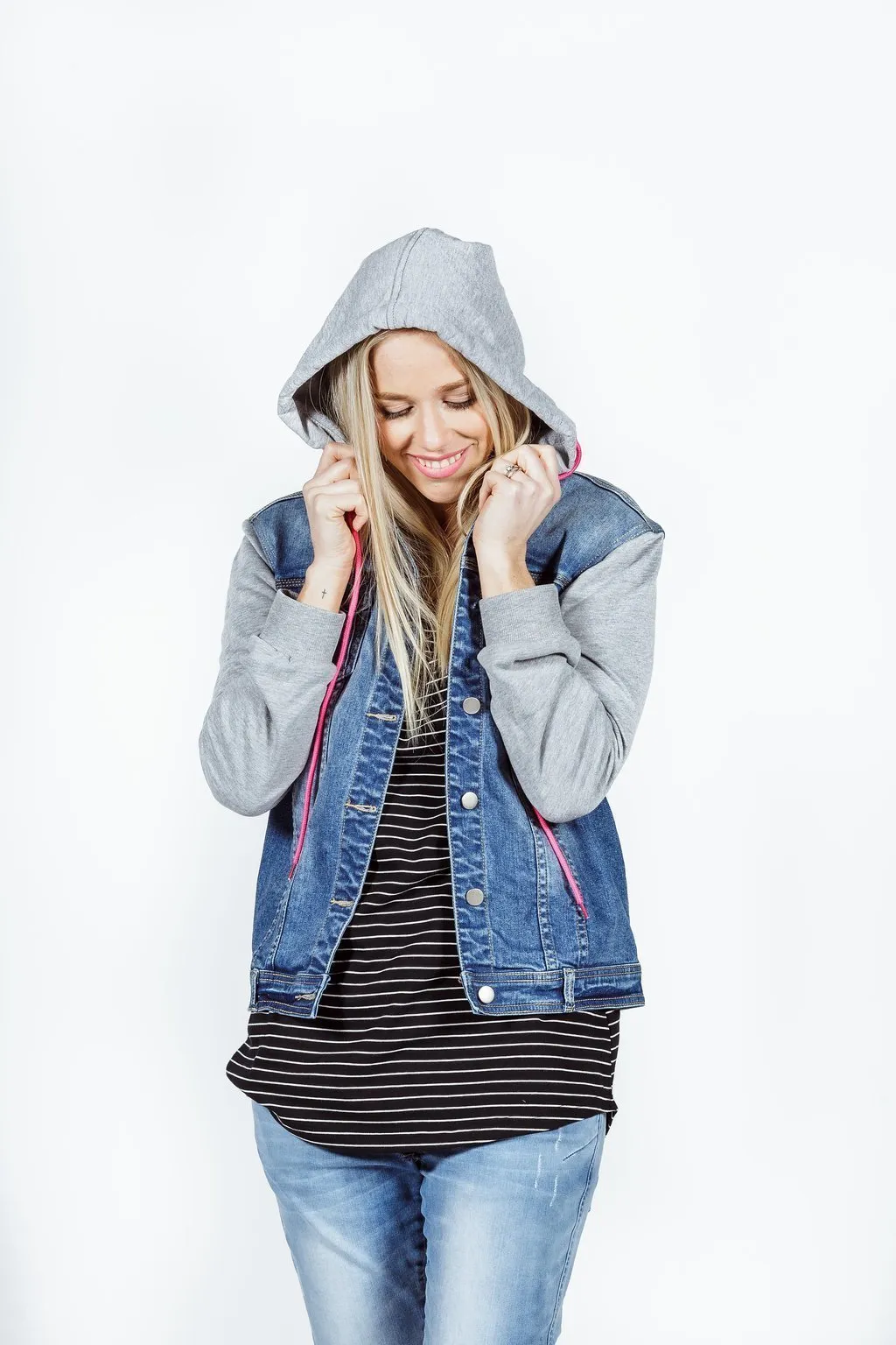 HOODED DENIM JACKET DENIM