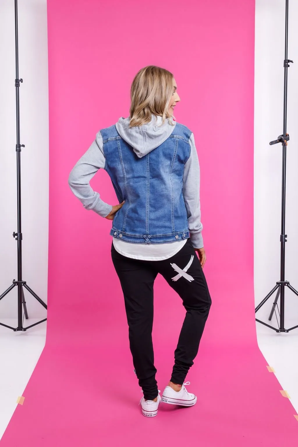 HOODED DENIM JACKET DENIM