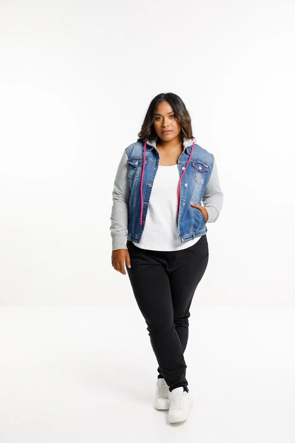 HOODED DENIM JACKET DENIM