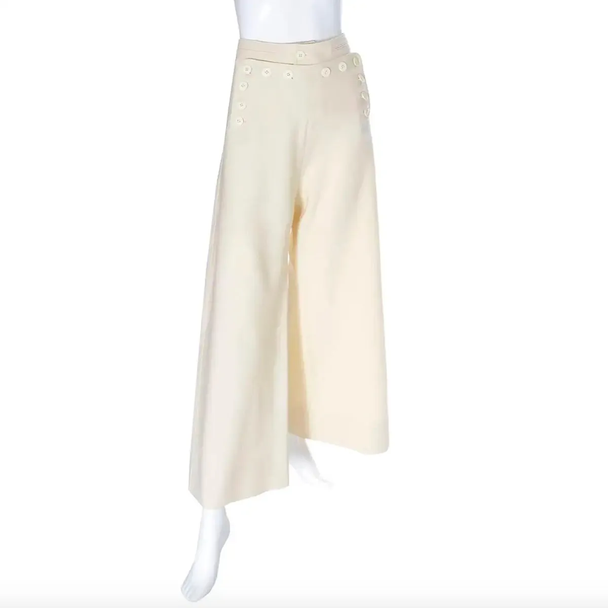 Jean Paul Gaultier Ivory High Waisted Wide Leg Sailor Pants 12/14