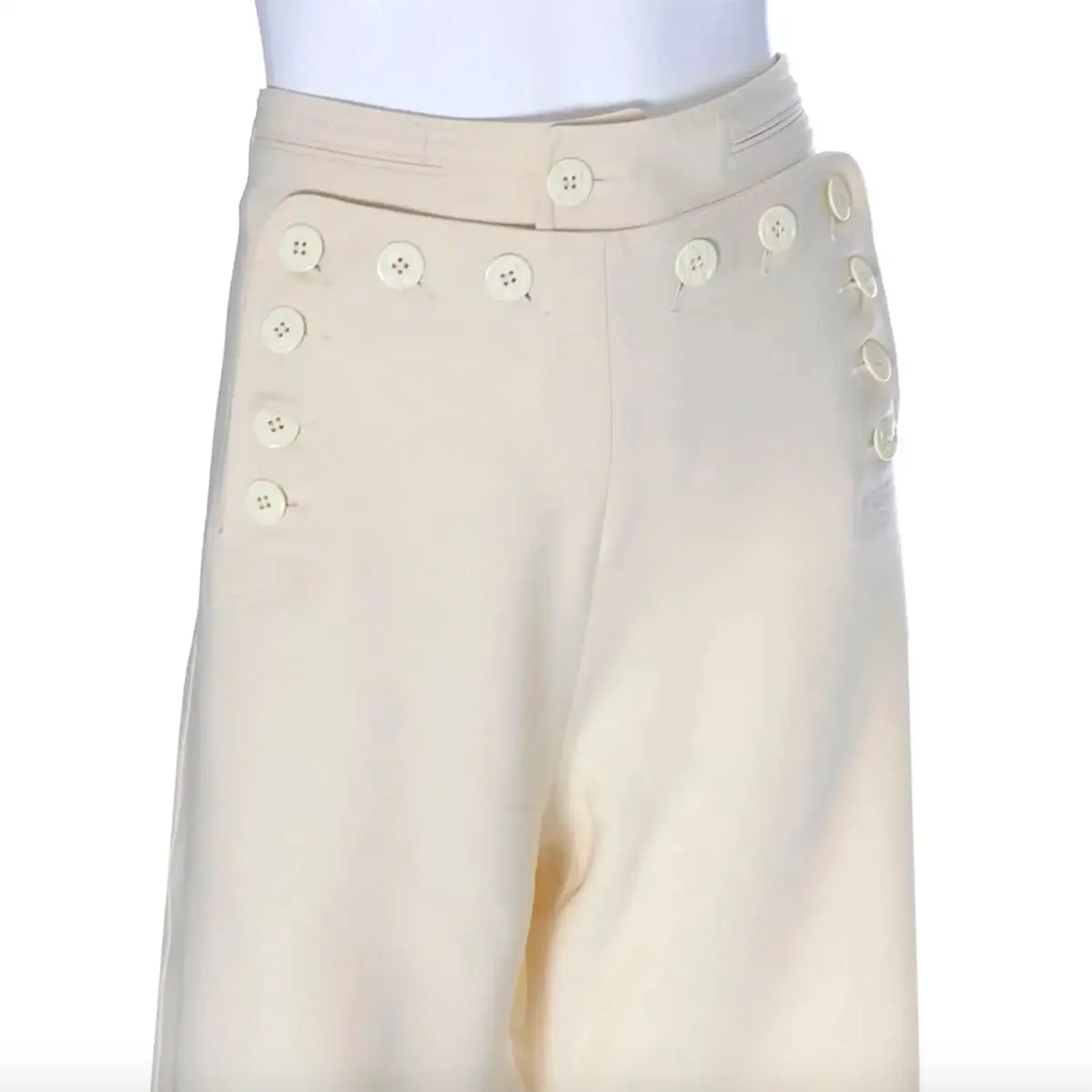 Jean Paul Gaultier Ivory High Waisted Wide Leg Sailor Pants 12/14