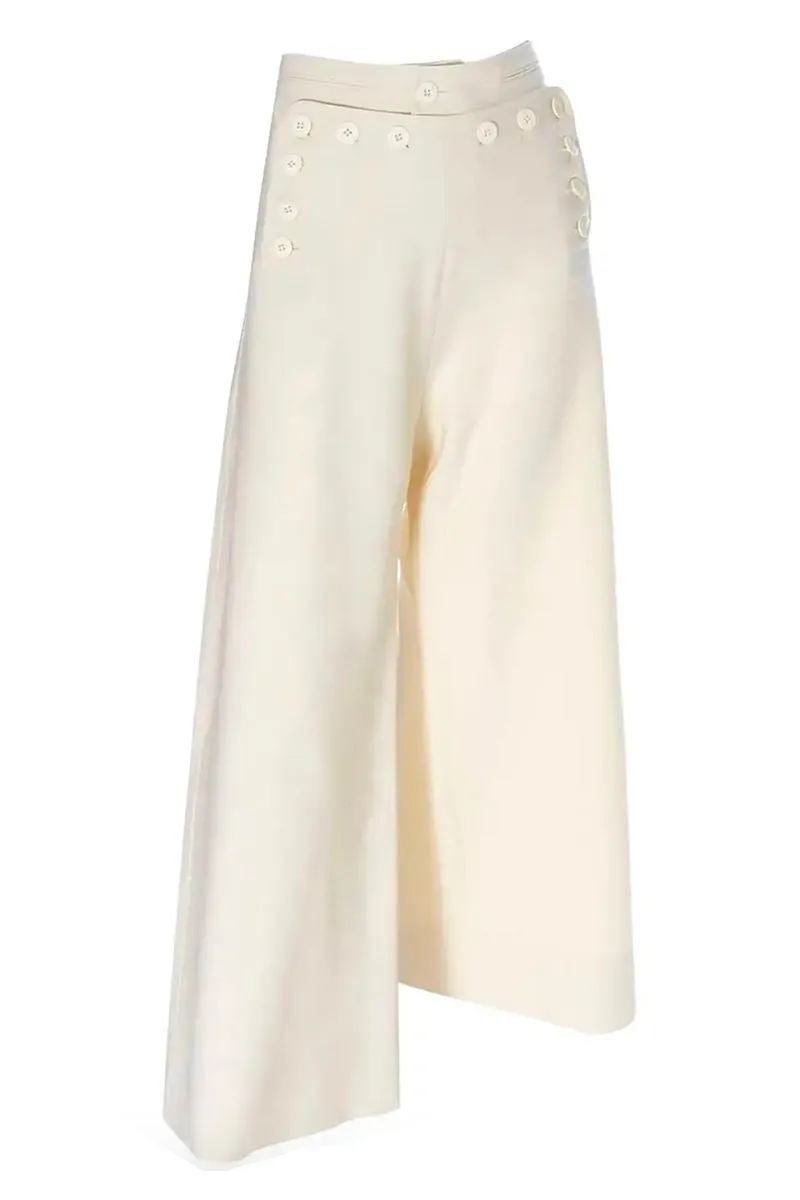 Jean Paul Gaultier Ivory High Waisted Wide Leg Sailor Pants 12/14