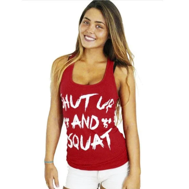 JECKSION Letter Print Women Blouse 2016 Summer Workout Shirt Clothes Fitness Girls Tops Sleeveless O-neck Blouse #LSIW