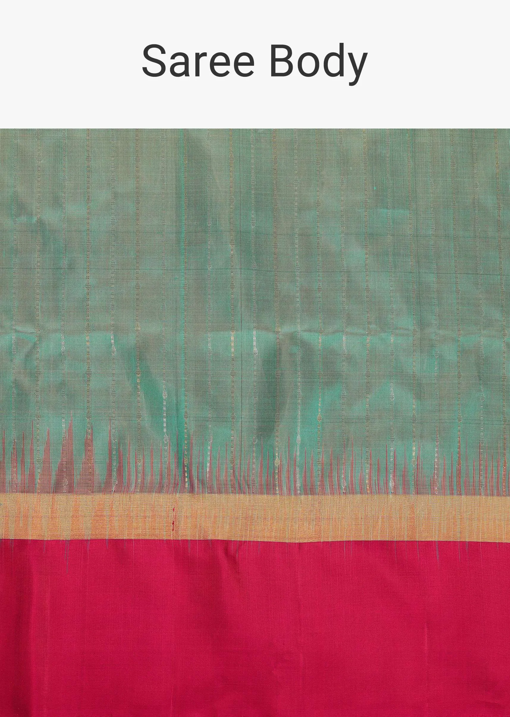 Mint Blue Handloom Saree In Album Silk With Zari Woven Red Border And Unstitched Blouse