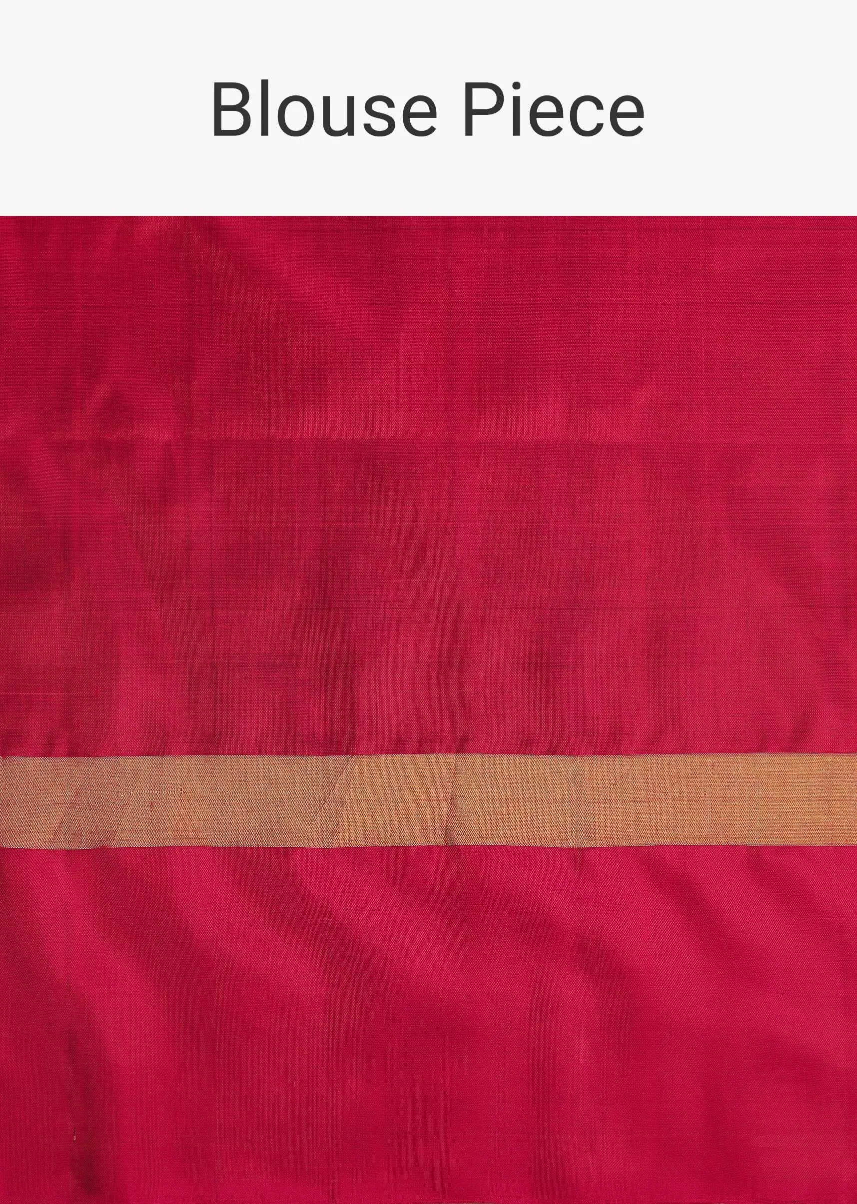 Mint Blue Handloom Saree In Album Silk With Zari Woven Red Border And Unstitched Blouse