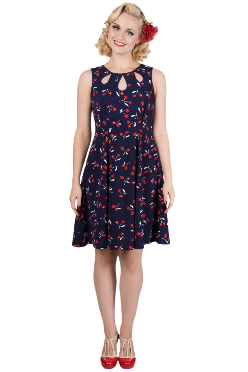 Pinup Rockabilly Cherry love Summer Romance Flare mini Dress