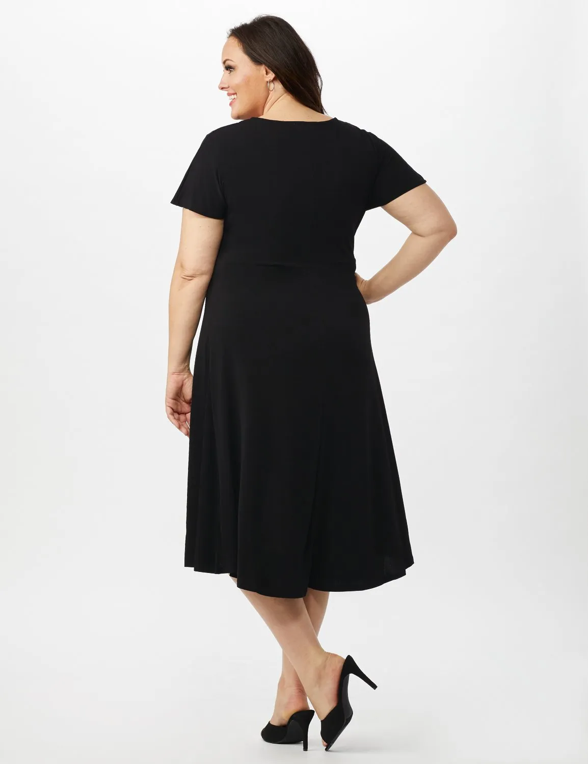 Stretch Crepe Tie Waist Hi/Lo Dress
