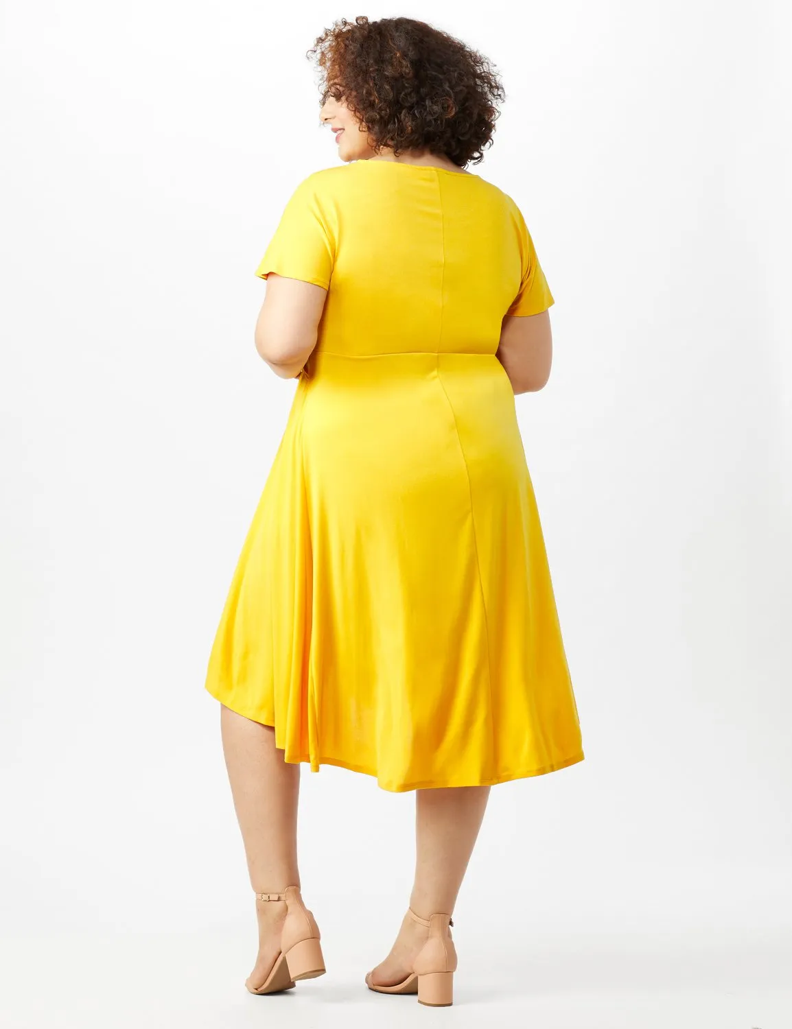 Stretch Crepe Tie Waist Hi/Lo Dress