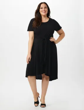 Stretch Crepe Tie Waist Hi/Lo Dress