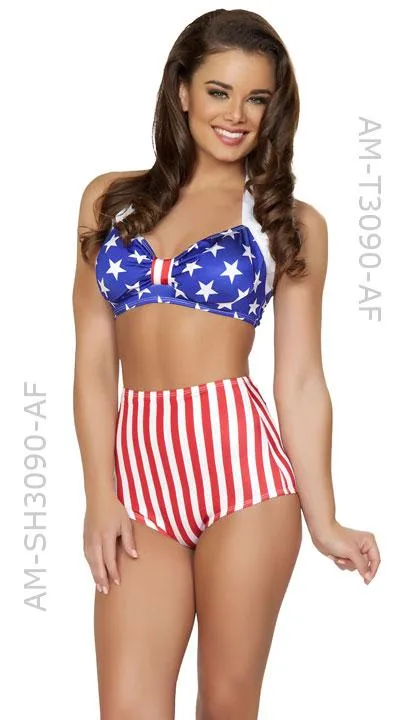 USA American Flag 1940's Pin-up Babe 2-pc Costume T3090-SH3090-AF