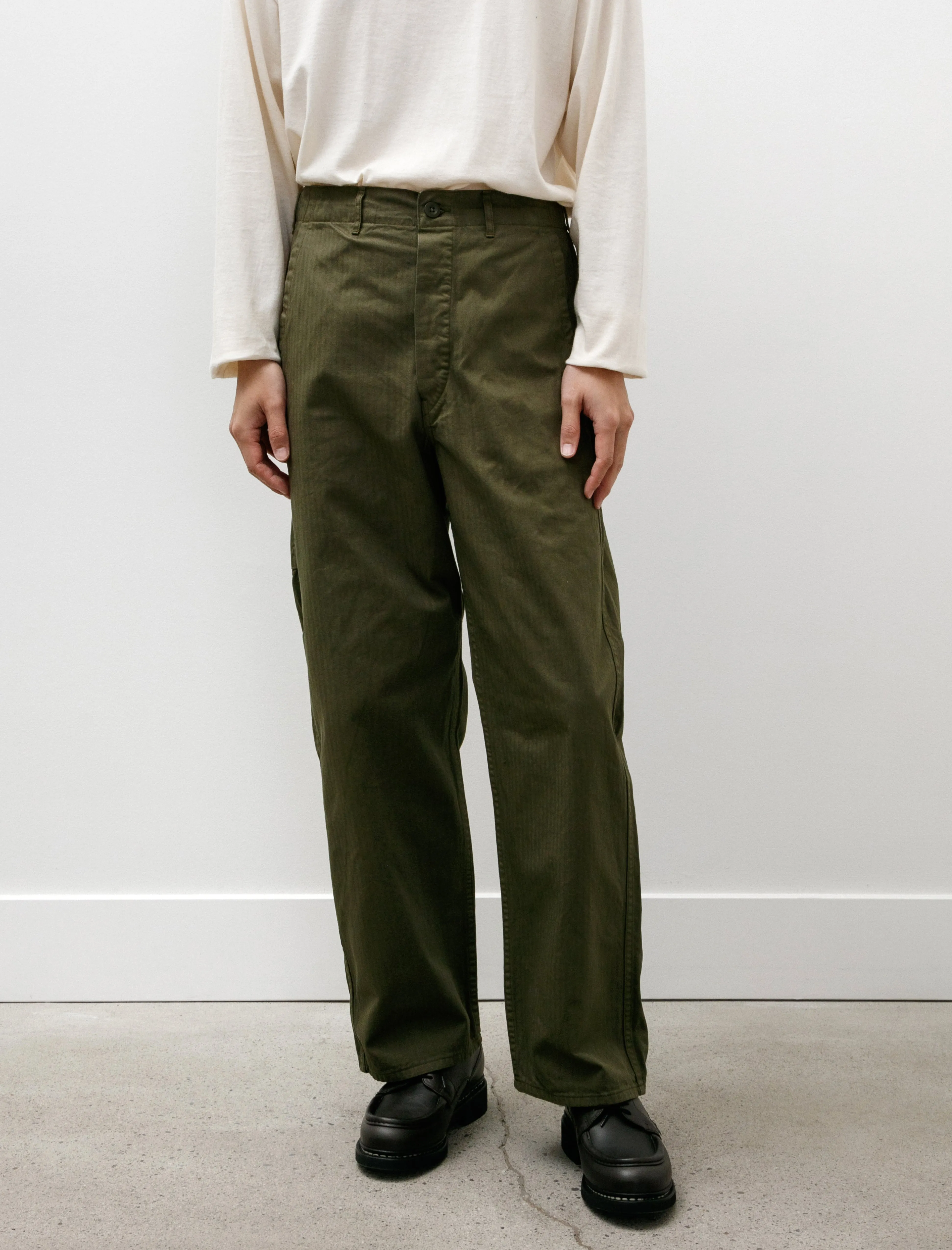 Wide Fit French Work Pants Army Green