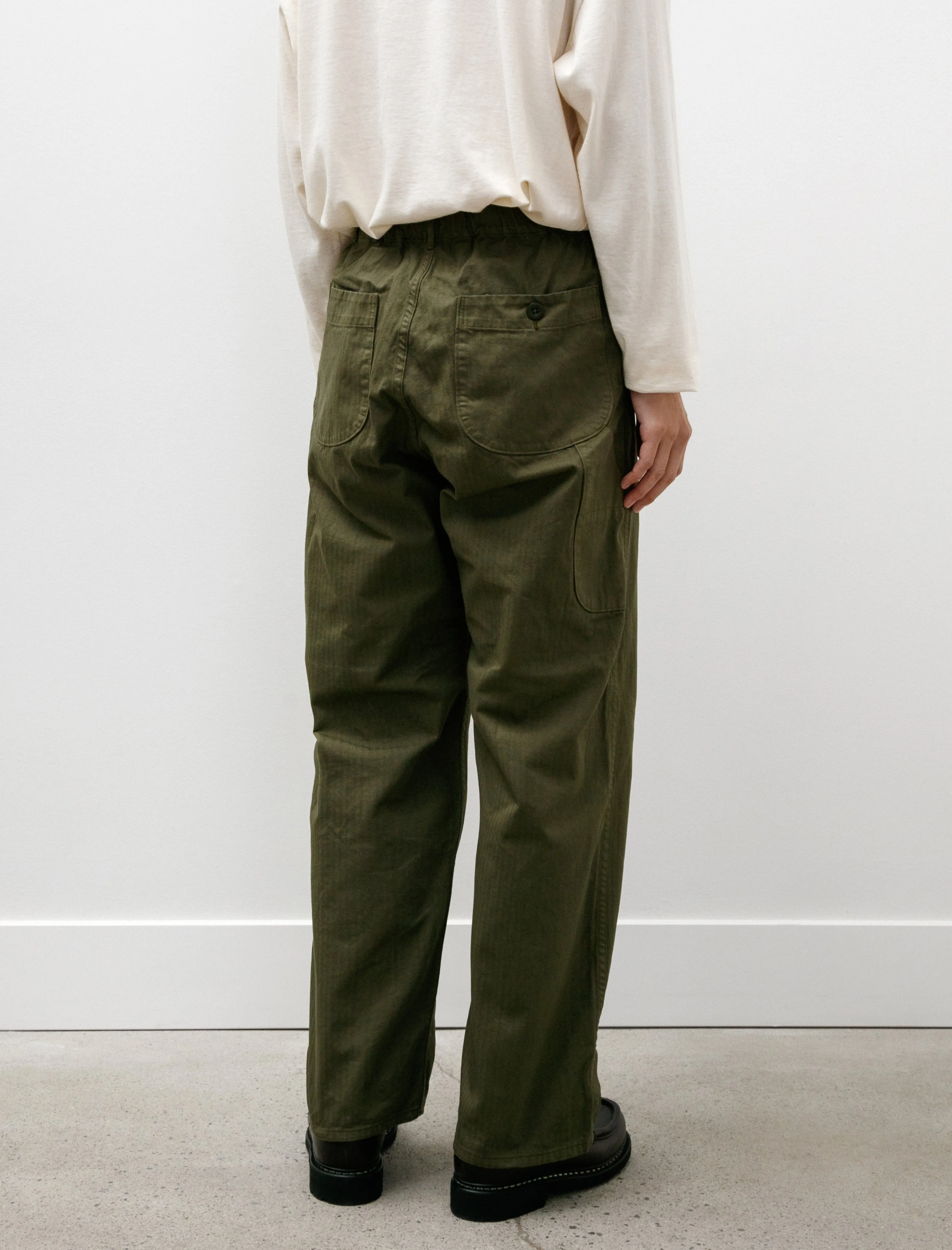 Wide Fit French Work Pants Army Green