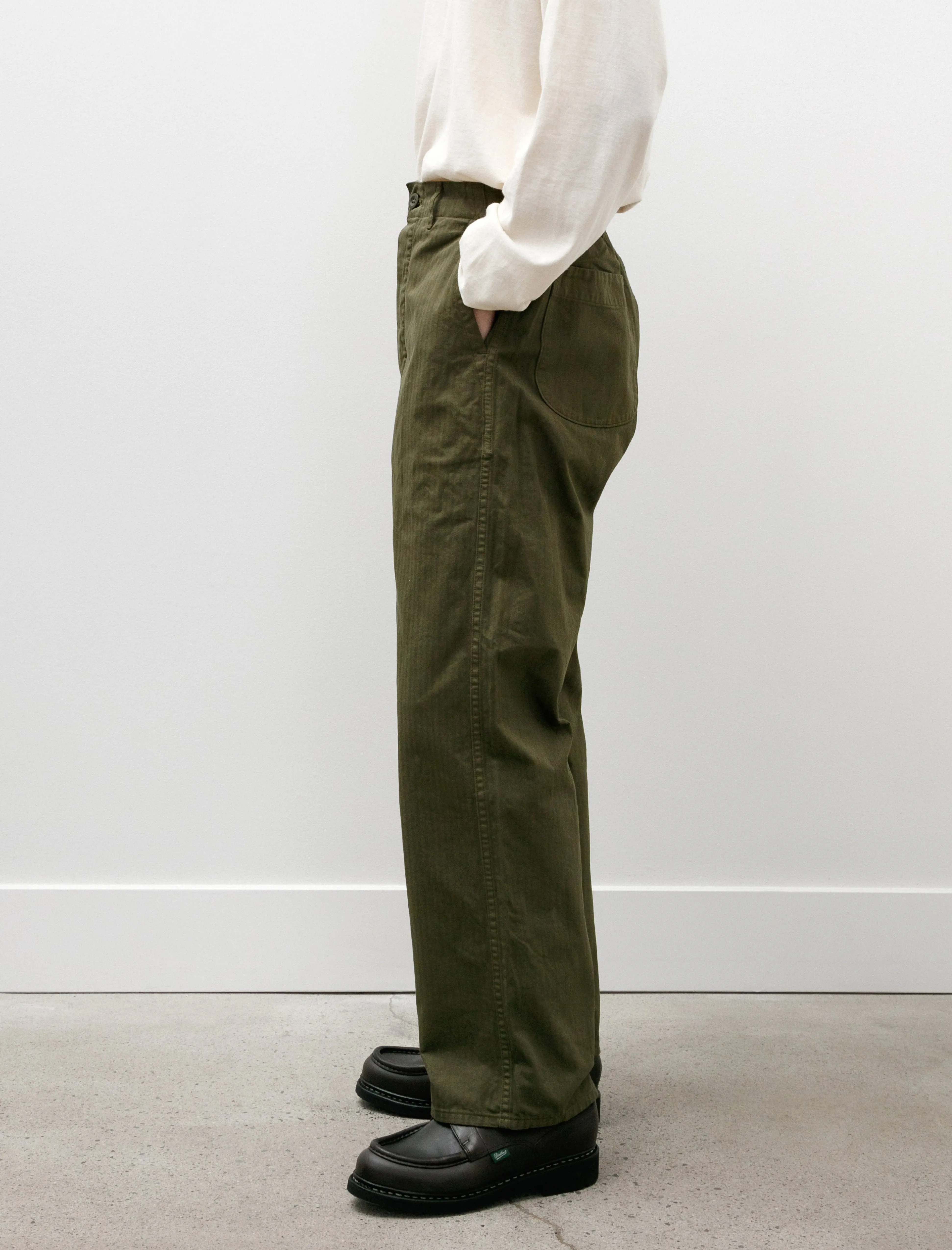 Wide Fit French Work Pants Army Green