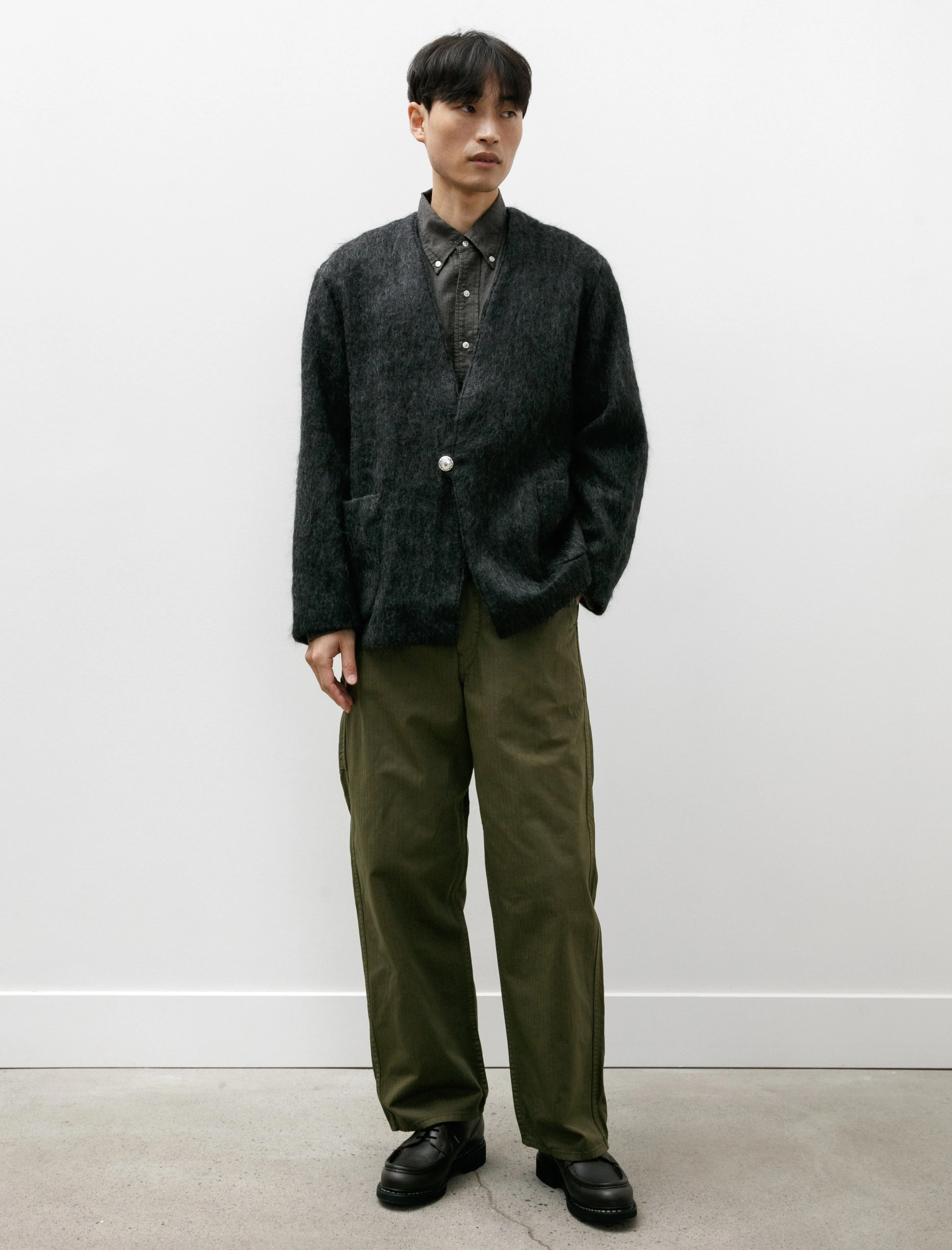 Wide Fit French Work Pants Army Green