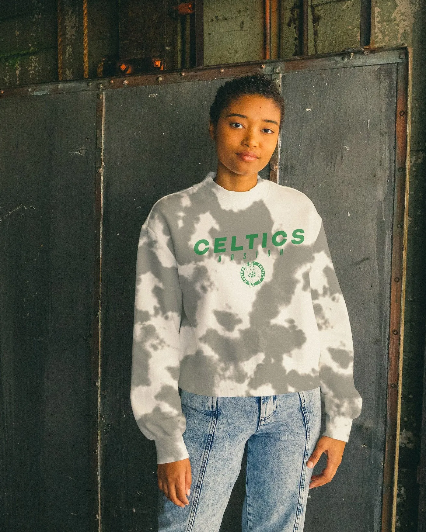 Women's NBA Boston Celtics Tie Dye Mock Neck Fleece